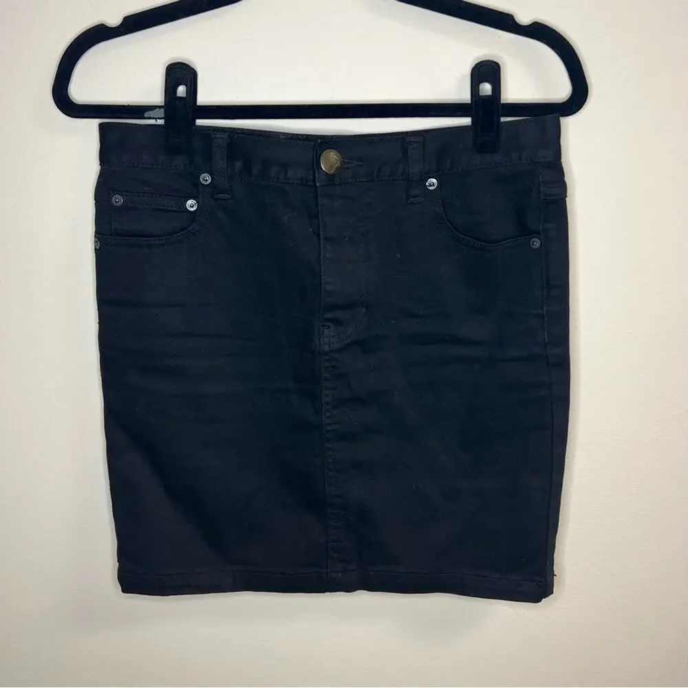 Free People Black Denim Mini Skirt Size 4 / Small